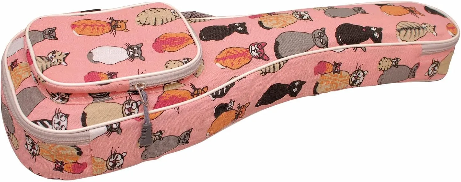 MUSIC FIRST Canvas 23/24 Inch Concert MISS CAT Ukulele Case, Bag, Cover - Original Design