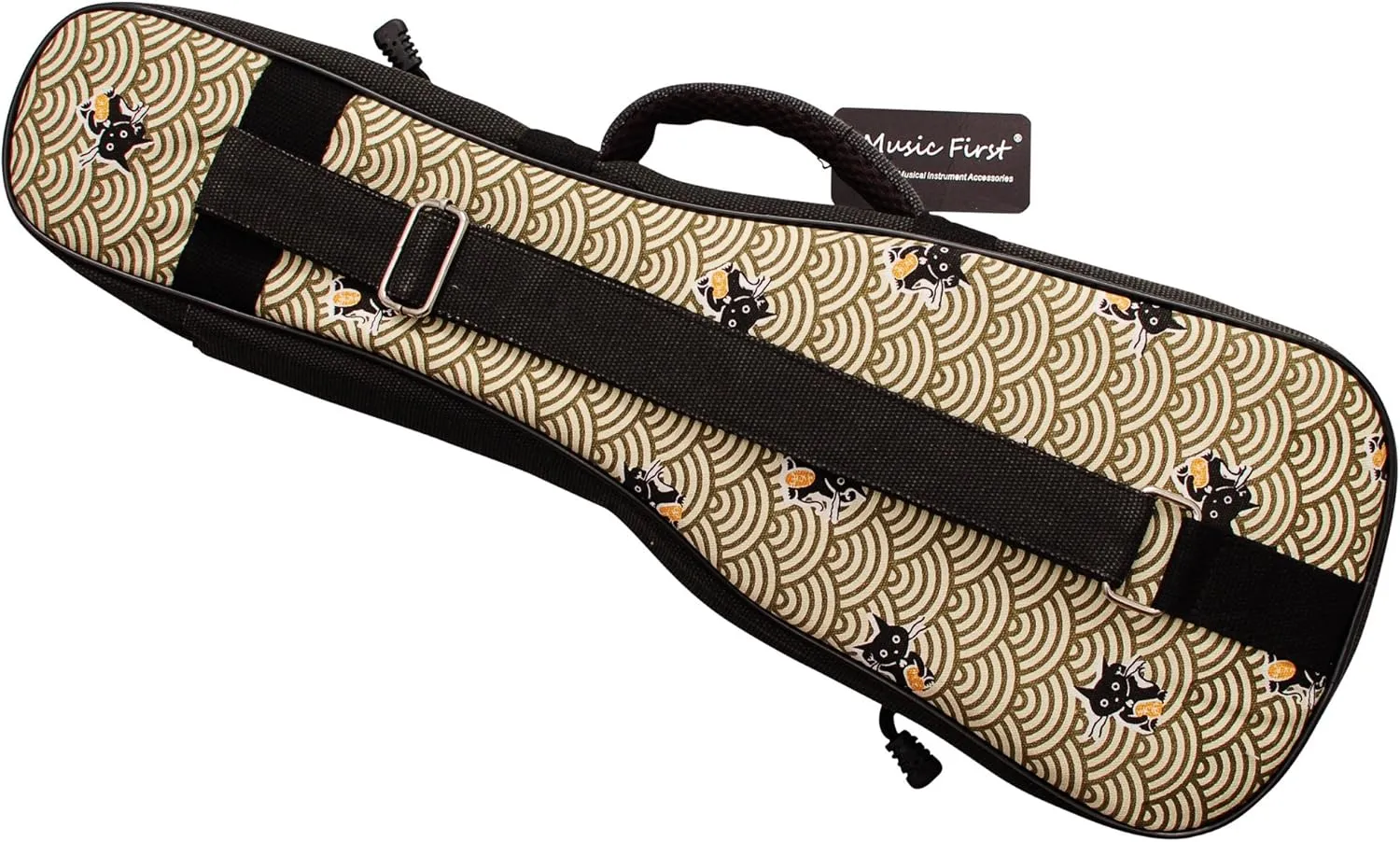 MUSIC FIRST Canvas Vintage Style "Fortune Cats (Maneki Neko)" Ukulele case ukulele bag ukulele gig bag (23~24 inch Concert, Fortune Cats)