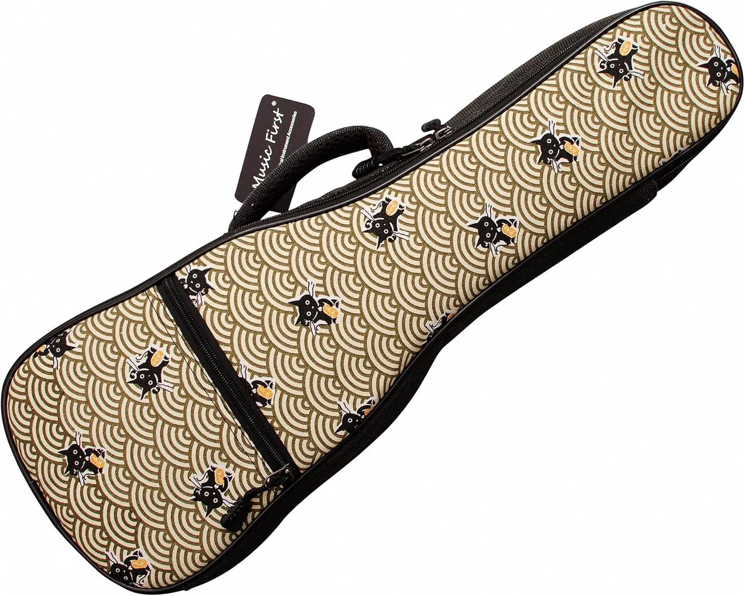 MUSIC FIRST Canvas Vintage Style "Fortune Cats (Maneki Neko)" Ukulele case ukulele bag ukulele gig bag (23~24 inch Concert, Fortune Cats)