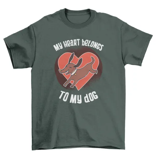 My heart belongs to my dog caption featuring cute brown animal t-shirt
