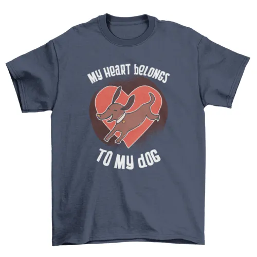 My heart belongs to my dog caption featuring cute brown animal t-shirt