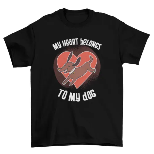 My heart belongs to my dog caption featuring cute brown animal t-shirt