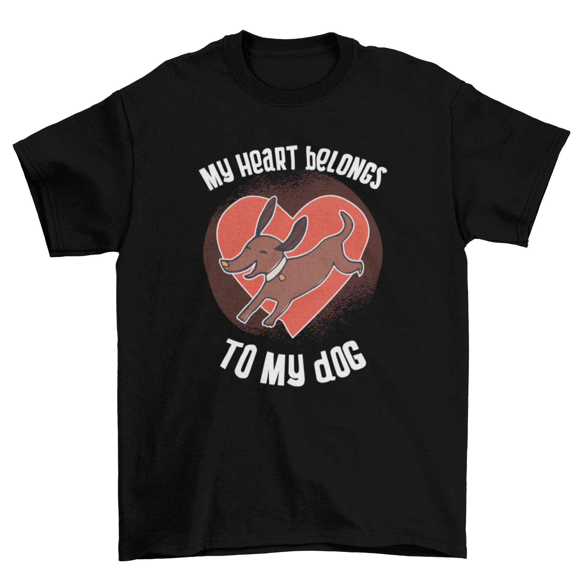 My heart belongs to my dog caption featuring cute brown animal t-shirt