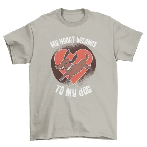 My heart belongs to my dog caption featuring cute brown animal t-shirt