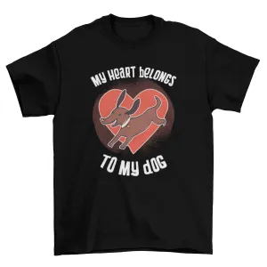 My heart belongs to my dog caption featuring cute brown animal t-shirt