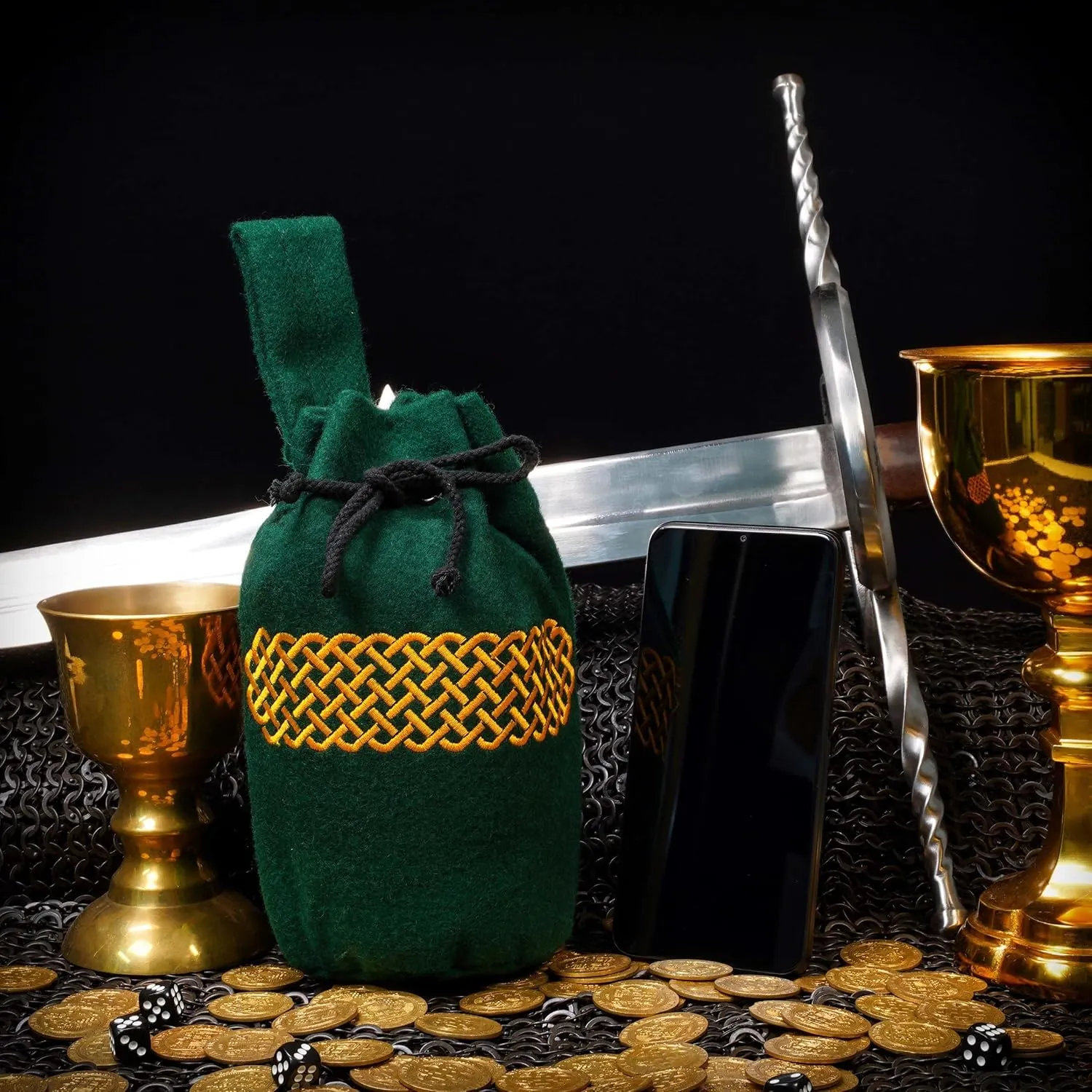 Mythrojan Drawstring Belt Pouch: Medieval Renaissance Bag Costume Accessories Coin Purse