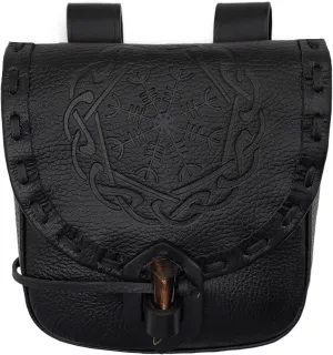 Mythrojan Viking Leather Belt Bag - Medieval & Renaissance Costume Accessories - LARP Waist Bag - Cosplay Coin Purse - Antique Vintage Coin Pouch