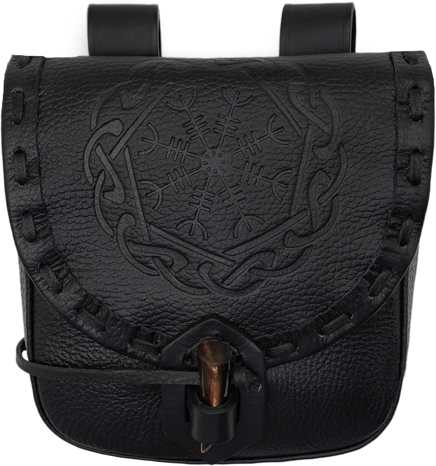 Mythrojan Viking Leather Belt Bag - Medieval & Renaissance Costume Accessories - LARP Waist Bag - Cosplay Coin Purse - Antique Vintage Coin Pouch
