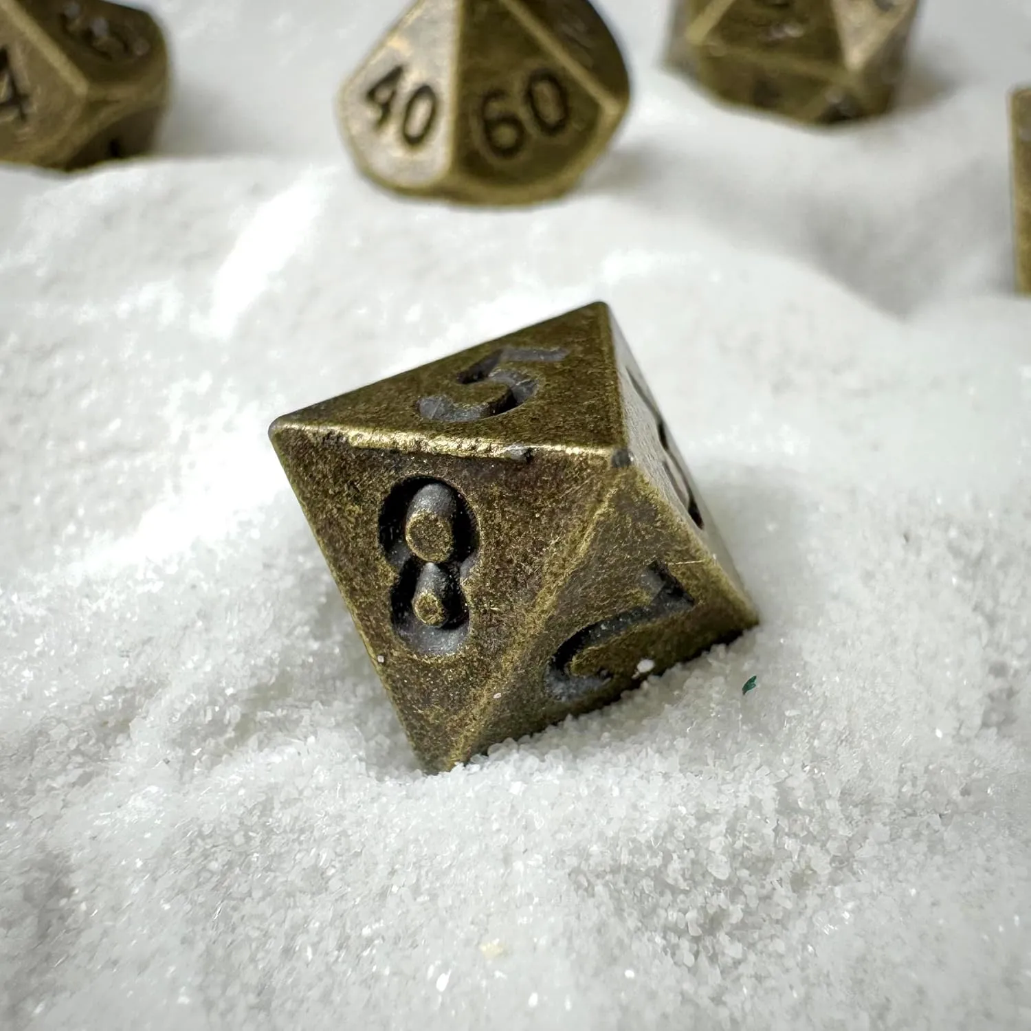 MYZOFEEL 7 pcs Mini Metal Dice Set for DND RPG Games with Keychain Case Portable Role Playing Dice Perfect Accessories - Polyhedral Dice, Dungeons and Dragon Game Dice Set D&D Gifts with Box (Bronze)
