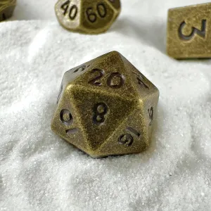 MYZOFEEL 7 pcs Mini Metal Dice Set for DND RPG Games with Keychain Case Portable Role Playing Dice Perfect Accessories - Polyhedral Dice, Dungeons and Dragon Game Dice Set D&D Gifts with Box (Bronze)