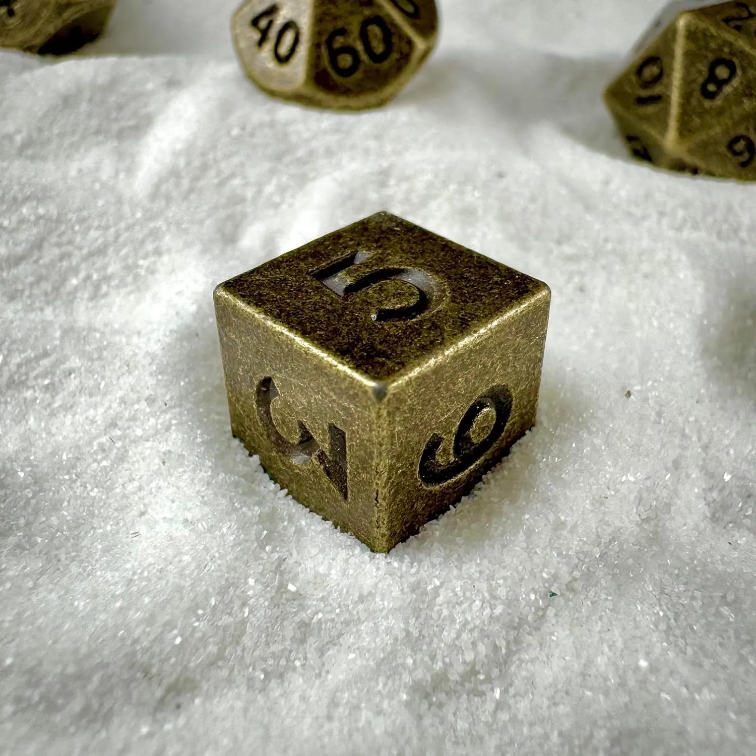 MYZOFEEL 7 pcs Mini Metal Dice Set for DND RPG Games with Keychain Case Portable Role Playing Dice Perfect Accessories - Polyhedral Dice, Dungeons and Dragon Game Dice Set D&D Gifts with Box (Bronze)