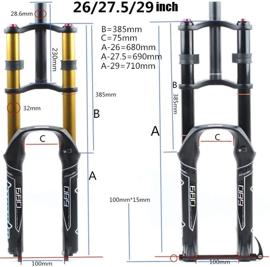 MZP MTB Bike Front Fork 26 27.5 29 Inch Double Shoulder Control Downhill Suspension DH Air Pressure Straight Tube Ultralight Bicycle Shock Absorber Rebound Adjust