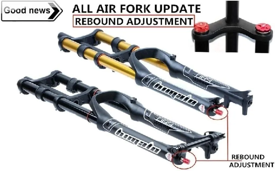 MZP MTB Bike Front Fork 26 27.5 29 Inch Double Shoulder Control Downhill Suspension DH Air Pressure Straight Tube Ultralight Bicycle Shock Absorber Rebound Adjust