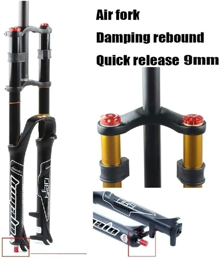 MZP MTB Bike Front Fork 26 27.5 29 Inch Double Shoulder Control Downhill Suspension DH Air Pressure Straight Tube Ultralight Bicycle Shock Absorber Rebound Adjust