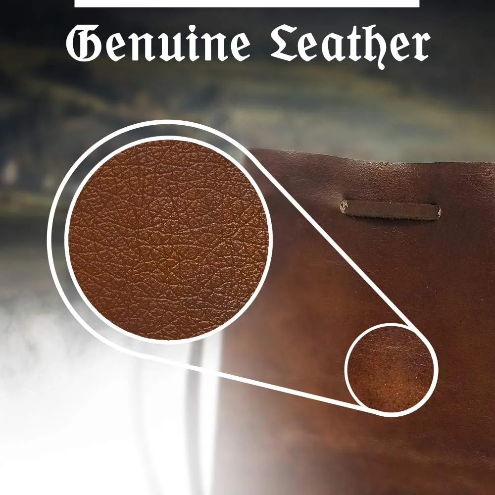 Nabob Leather Leather Drawstring Pouch, Coin Bag, Medicine Tobacco Pouch Medieval Reenactment Made in U.S.A Size 8.5" x 6"
