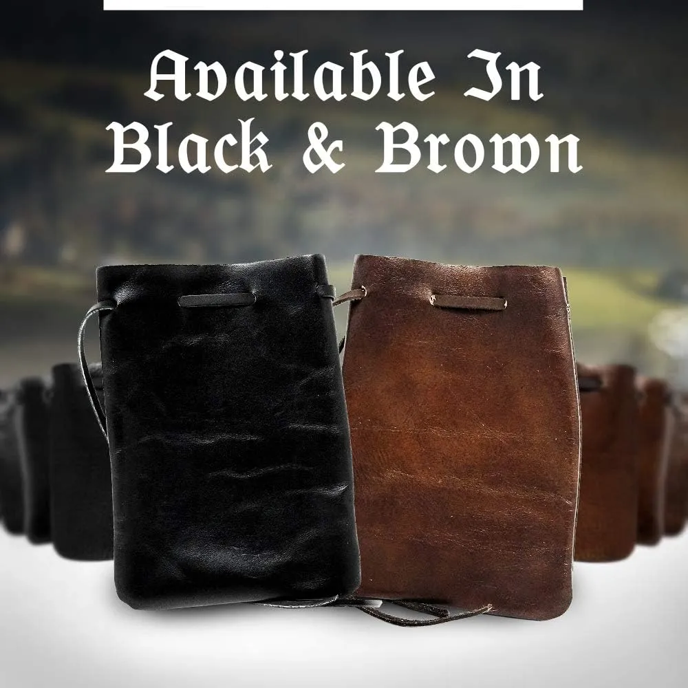 Nabob Leather Leather Drawstring Pouch, Coin Bag, Medicine Tobacco Pouch Medieval Reenactment Made in U.S.A Size 8.5" x 6"