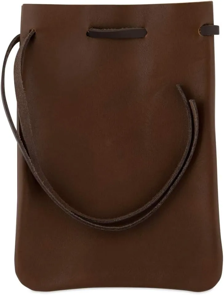 Nabob Leather Leather Drawstring Pouch, Coin Bag, Medicine Tobacco Pouch Medieval Reenactment Made in U.S.A Size 8.5" x 6"