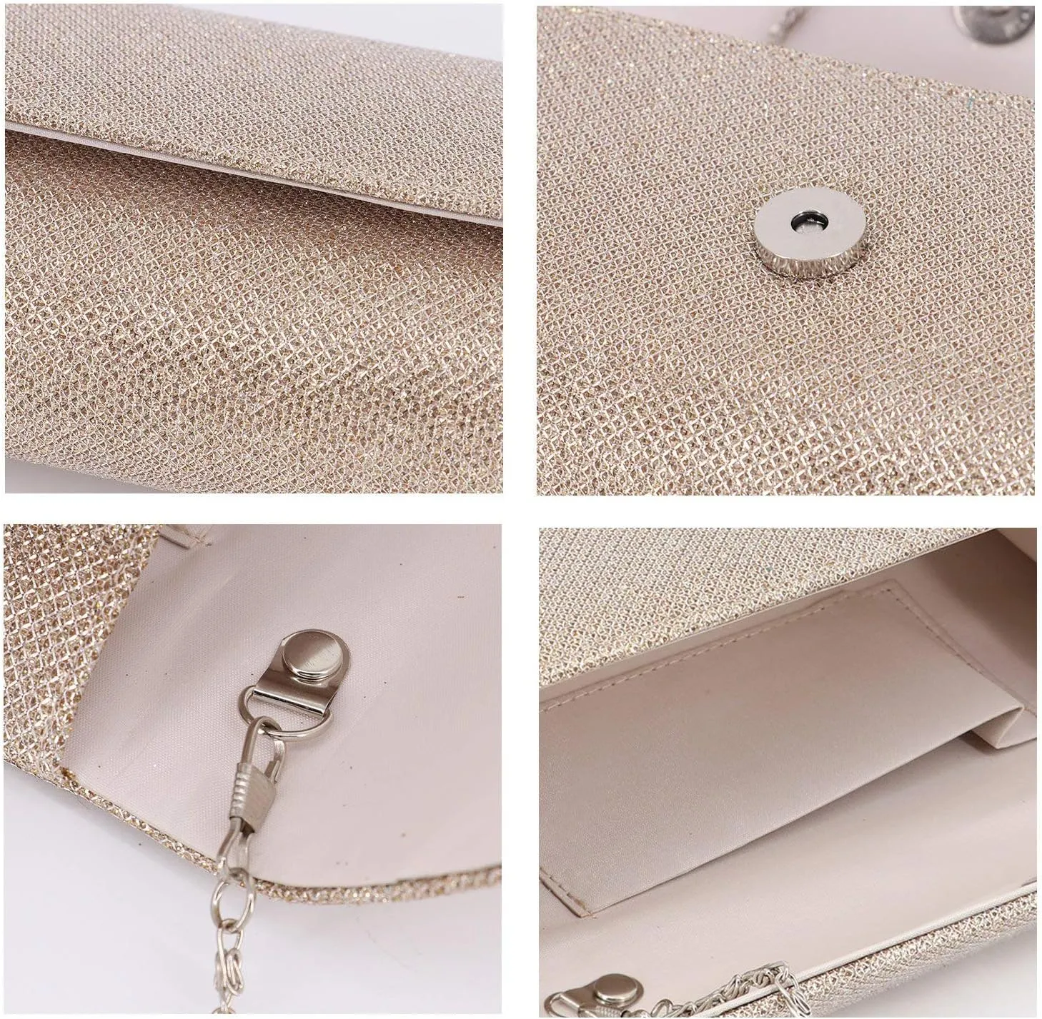 Naimo Flap Dazzling Small Clutch Bag Evening Bag With Detachable Chain