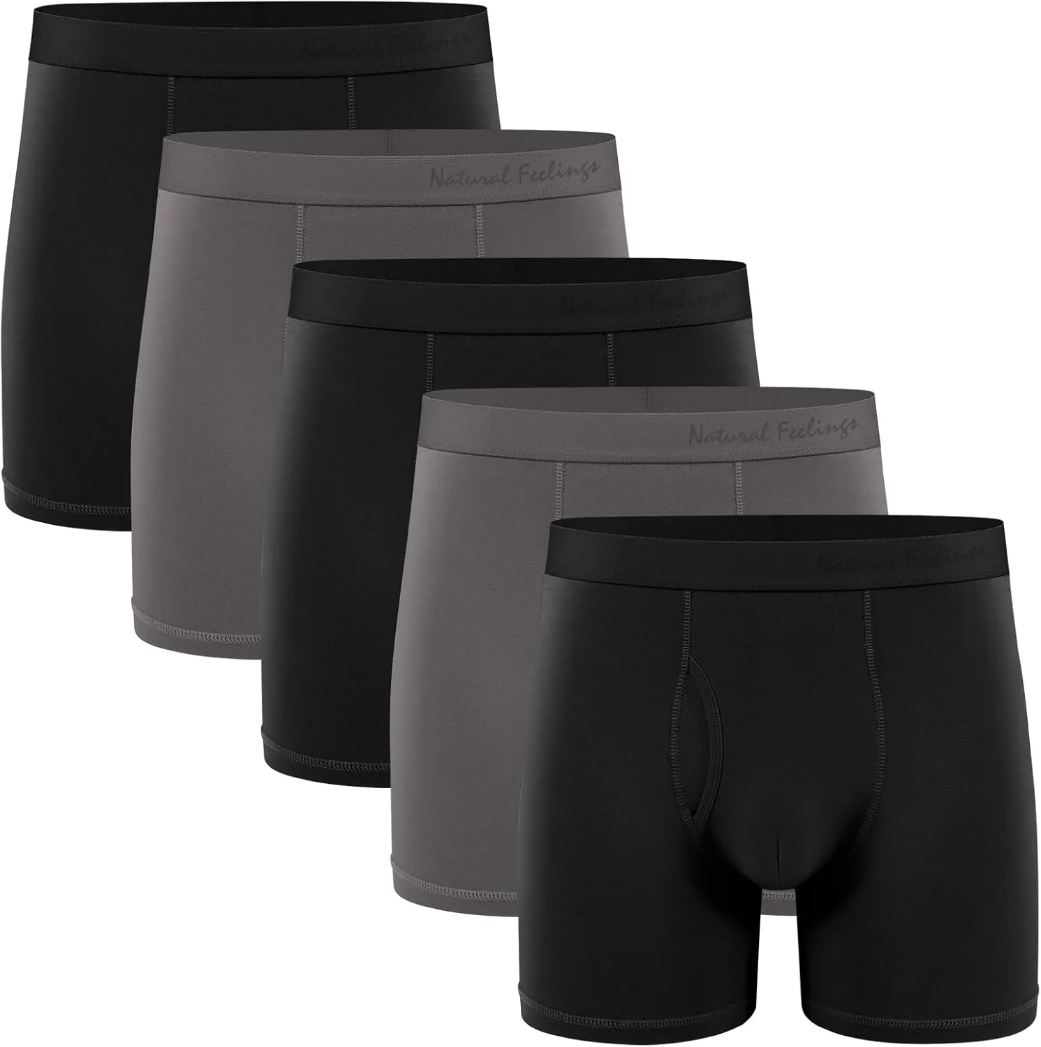 Natural Feelings Boxer Briefs Mens Underwear Men Pack Soft Cotton Open Fly Underwear