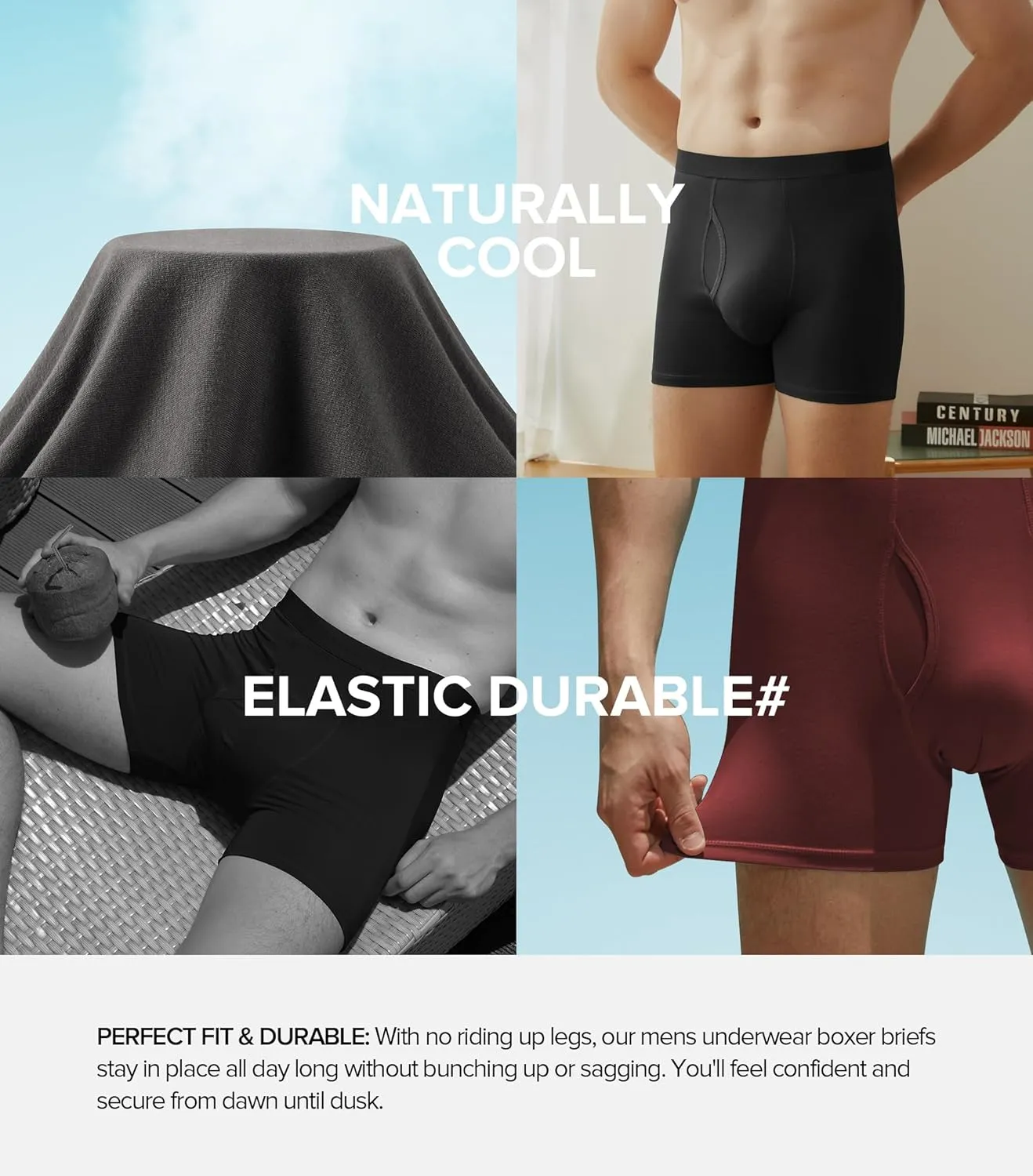 Natural Feelings Boxer Briefs Mens Underwear Men Pack Soft Cotton Open Fly Underwear