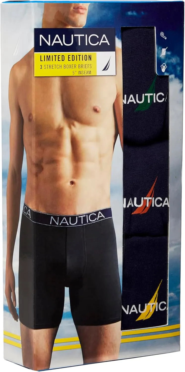 Nautica Men's 3-Pack Cotton Stretch Limited Edition Boxer Briefs