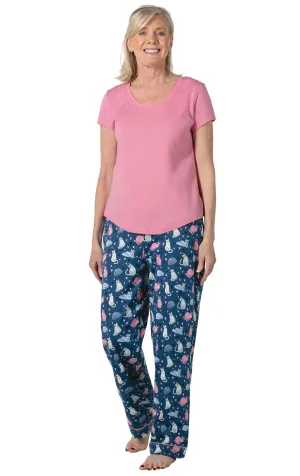 Navy Cat Short Sleeve Pajamas