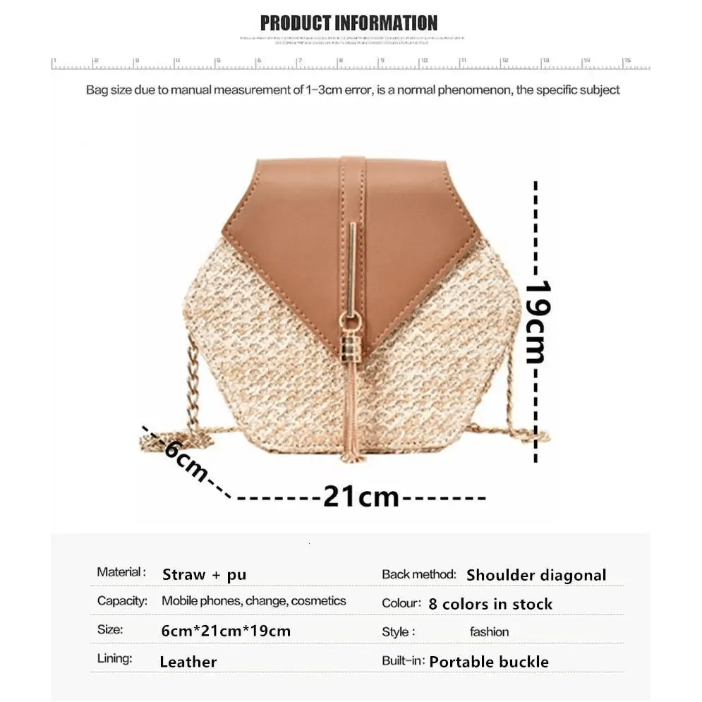 New Famous Mulit Style Straw leather Handba For Women And Girls  New Fashion Summer Bag Handmade Woven Beach Circle Shoulder Bag