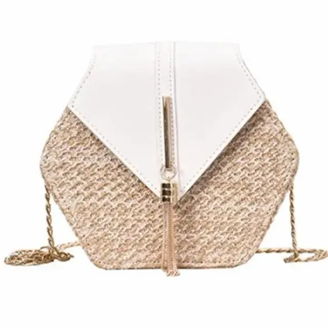 New Famous Mulit Style Straw leather Handba For Women And Girls  New Fashion Summer Bag Handmade Woven Beach Circle Shoulder Bag