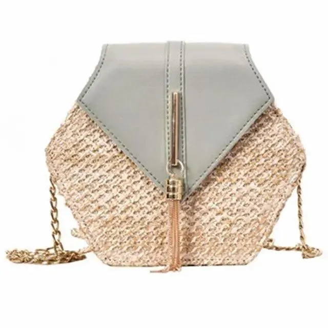 New Famous Mulit Style Straw leather Handba For Women And Girls  New Fashion Summer Bag Handmade Woven Beach Circle Shoulder Bag