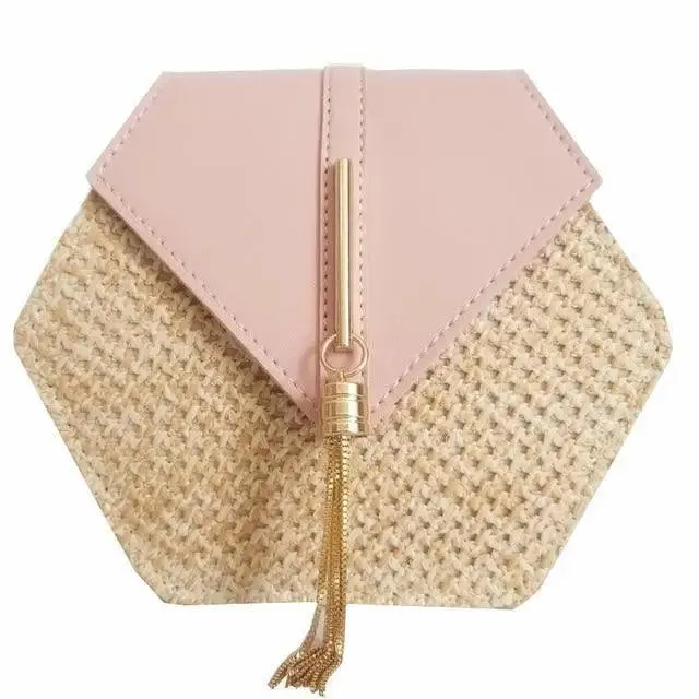 New Famous Mulit Style Straw leather Handba For Women And Girls  New Fashion Summer Bag Handmade Woven Beach Circle Shoulder Bag