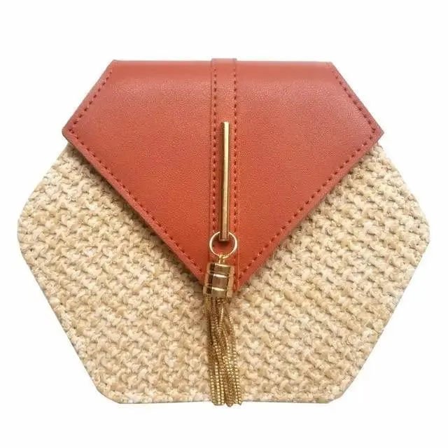 New Famous Mulit Style Straw leather Handba For Women And Girls  New Fashion Summer Bag Handmade Woven Beach Circle Shoulder Bag