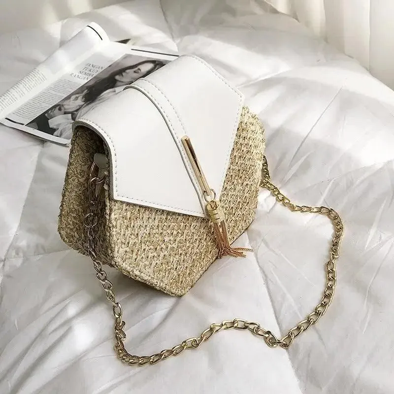New Famous Mulit Style Straw leather Handba For Women And Girls  New Fashion Summer Bag Handmade Woven Beach Circle Shoulder Bag