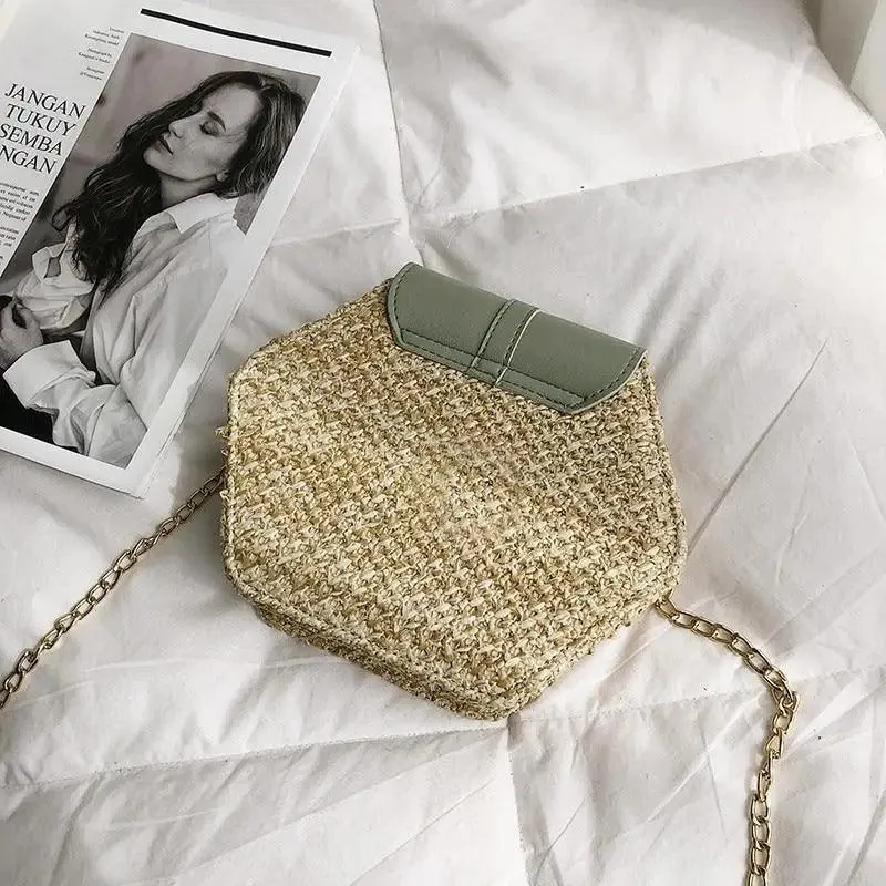 New Famous Mulit Style Straw leather Handba For Women And Girls  New Fashion Summer Bag Handmade Woven Beach Circle Shoulder Bag
