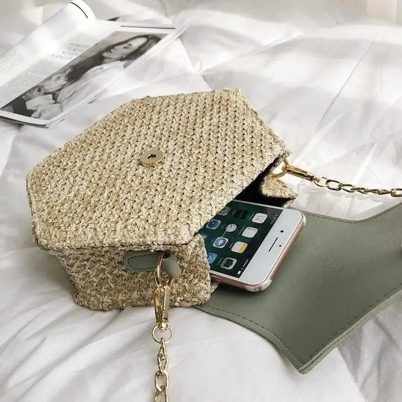 New Famous Mulit Style Straw leather Handba For Women And Girls  New Fashion Summer Bag Handmade Woven Beach Circle Shoulder Bag