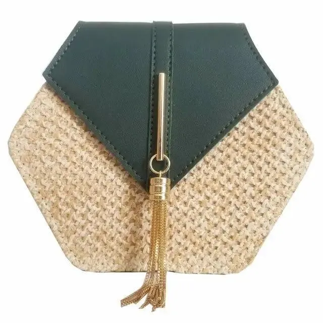 New Famous Mulit Style Straw leather Handba For Women And Girls  New Fashion Summer Bag Handmade Woven Beach Circle Shoulder Bag