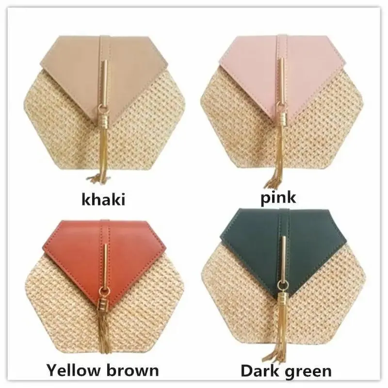 New Famous Mulit Style Straw leather Handba For Women And Girls  New Fashion Summer Bag Handmade Woven Beach Circle Shoulder Bag