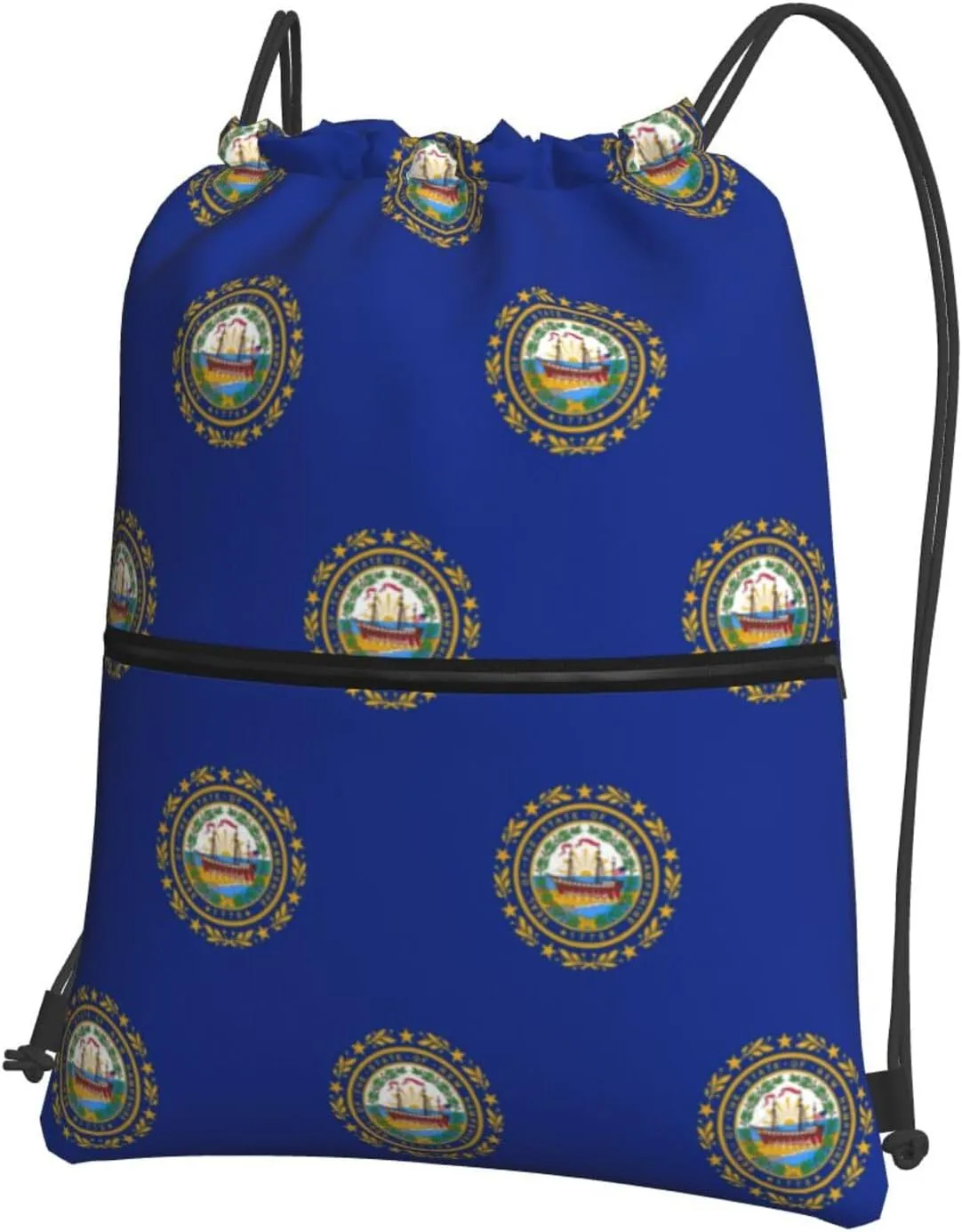 New Hampshire State Flag Drawstring Backpack Sports Gym Bag For Women Men Traveling