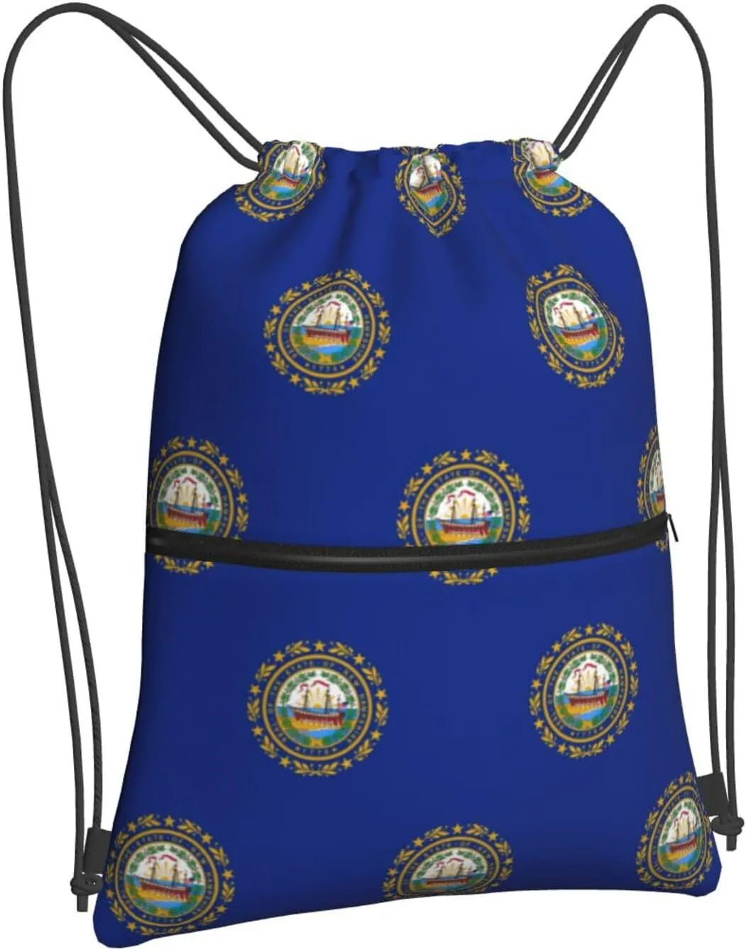New Hampshire State Flag Drawstring Backpack Sports Gym Bag For Women Men Traveling