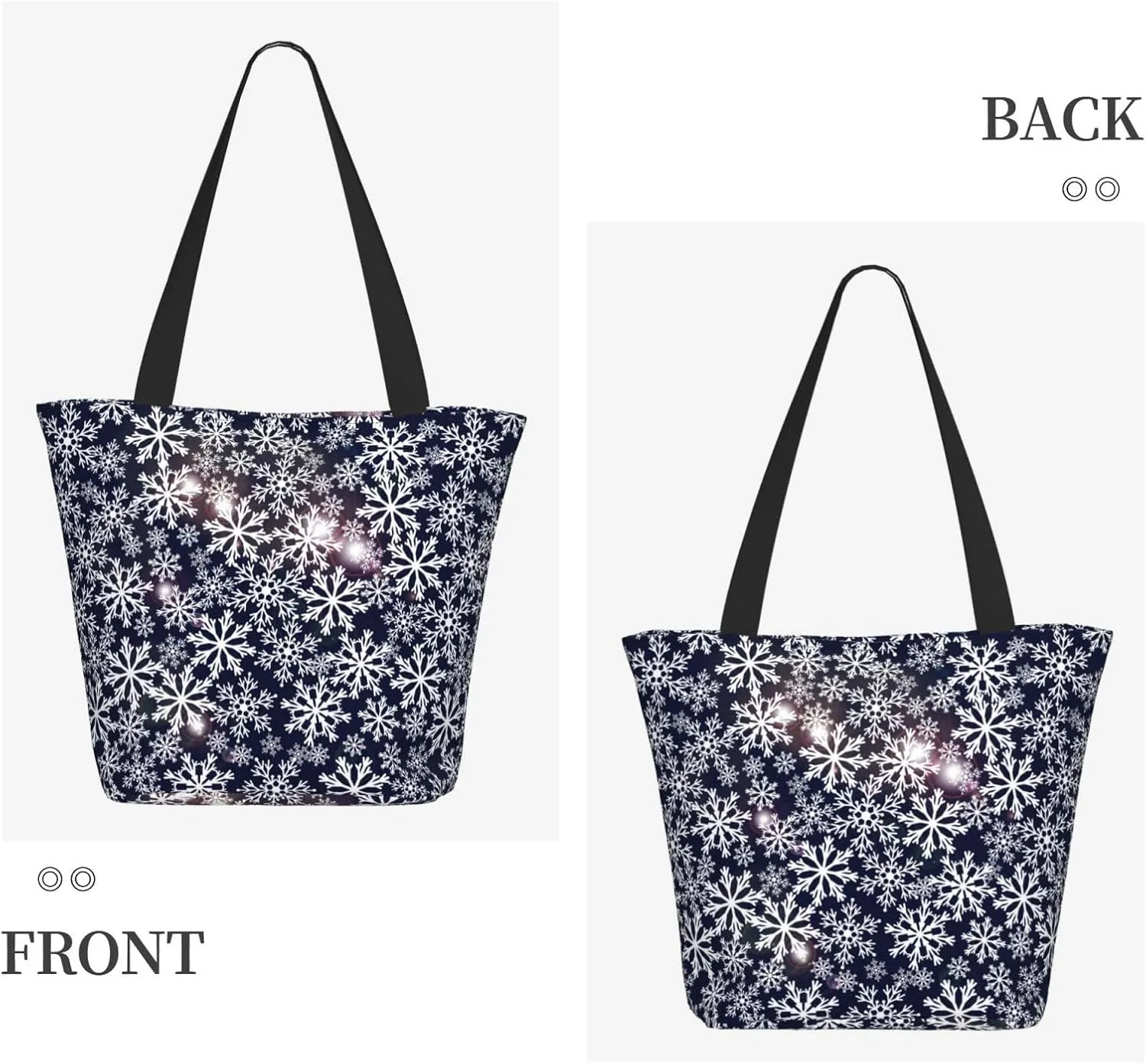 New Year Christmas Golden Openwork Shiny Snowflakes Tote Bag Women Reusable Shopping Bags Shoulder Bag