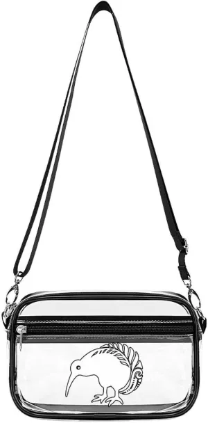 New Zealand Kiwi Fern Clear Stadium Crossbody Bag Small Shoulder Purse Adjustable Strap Handbag for Women Men
