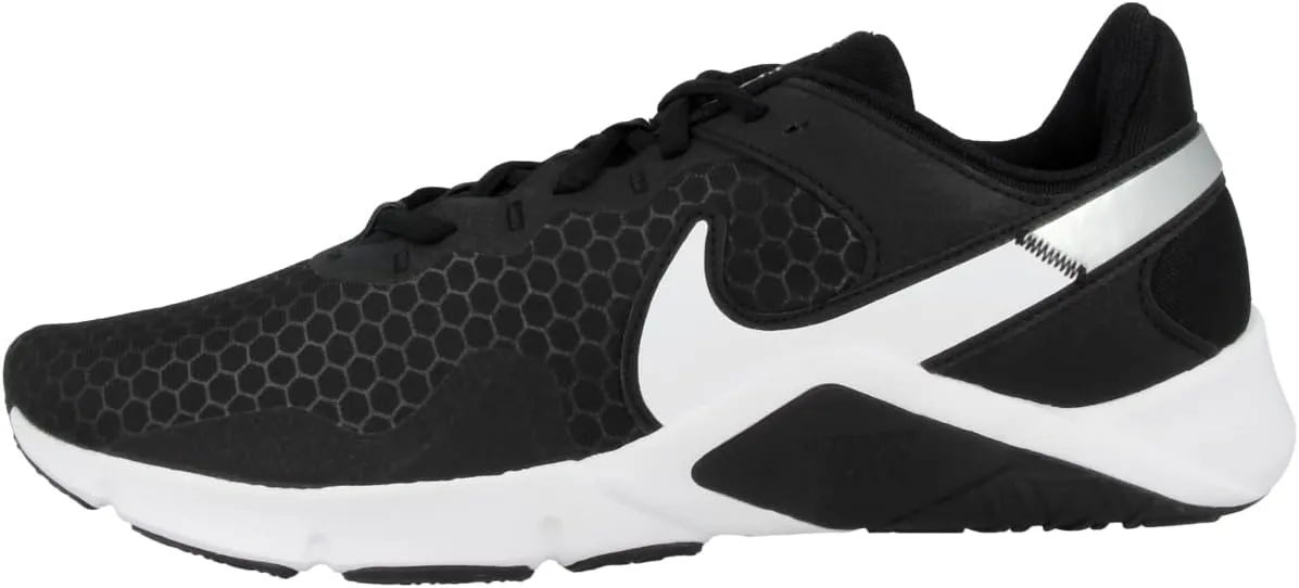 Nike Men's Cross Training Sneaker, Black White Metallic Silver, 9.5