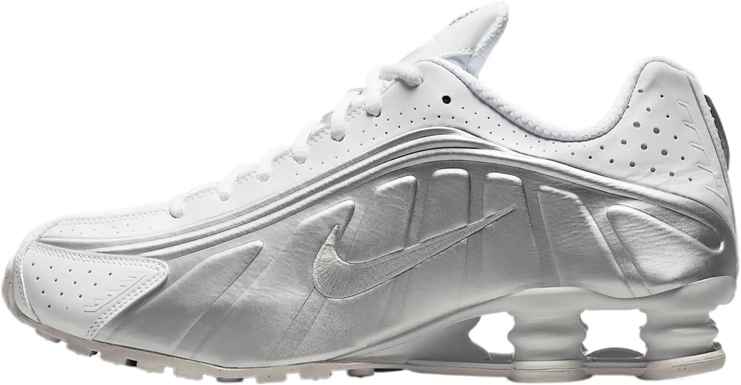 Nike Shox R4 Men's Shoes (HQ1988-101, White/White/Bright Crimson/Metallic Silver)