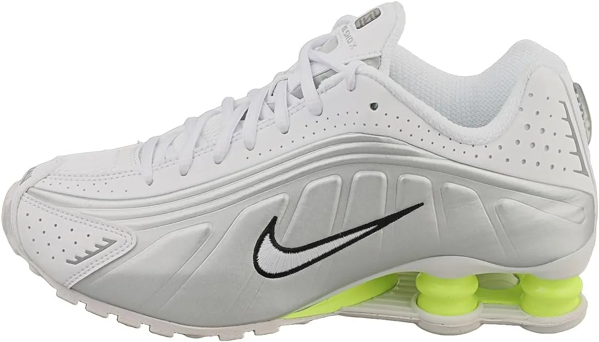 Nike Shox R4 Shoes (AR3565-102, White/Metallic Silver/Volt/White)