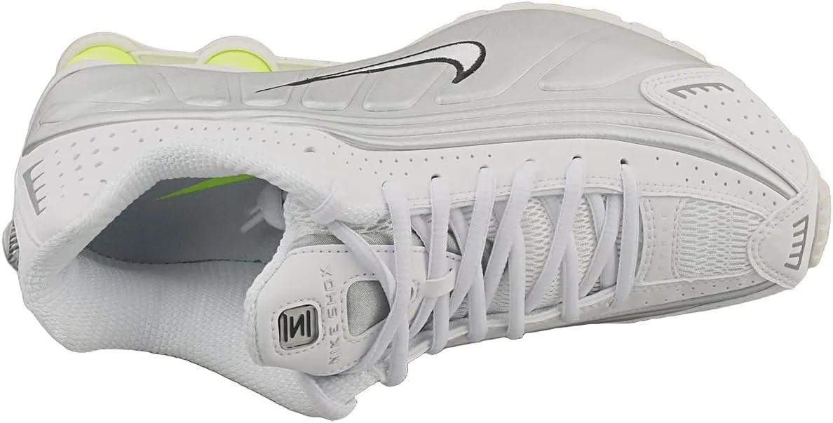 Nike Shox R4 Shoes (AR3565-102, White/Metallic Silver/Volt/White)