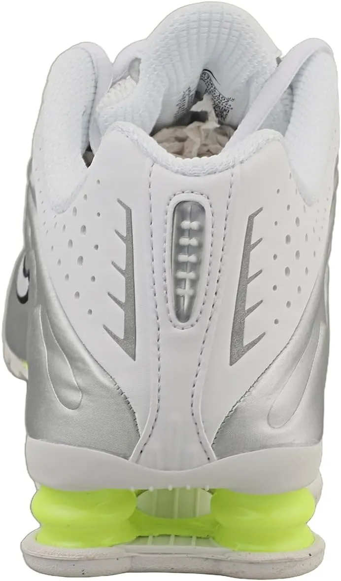 Nike Shox R4 Shoes (AR3565-102, White/Metallic Silver/Volt/White)