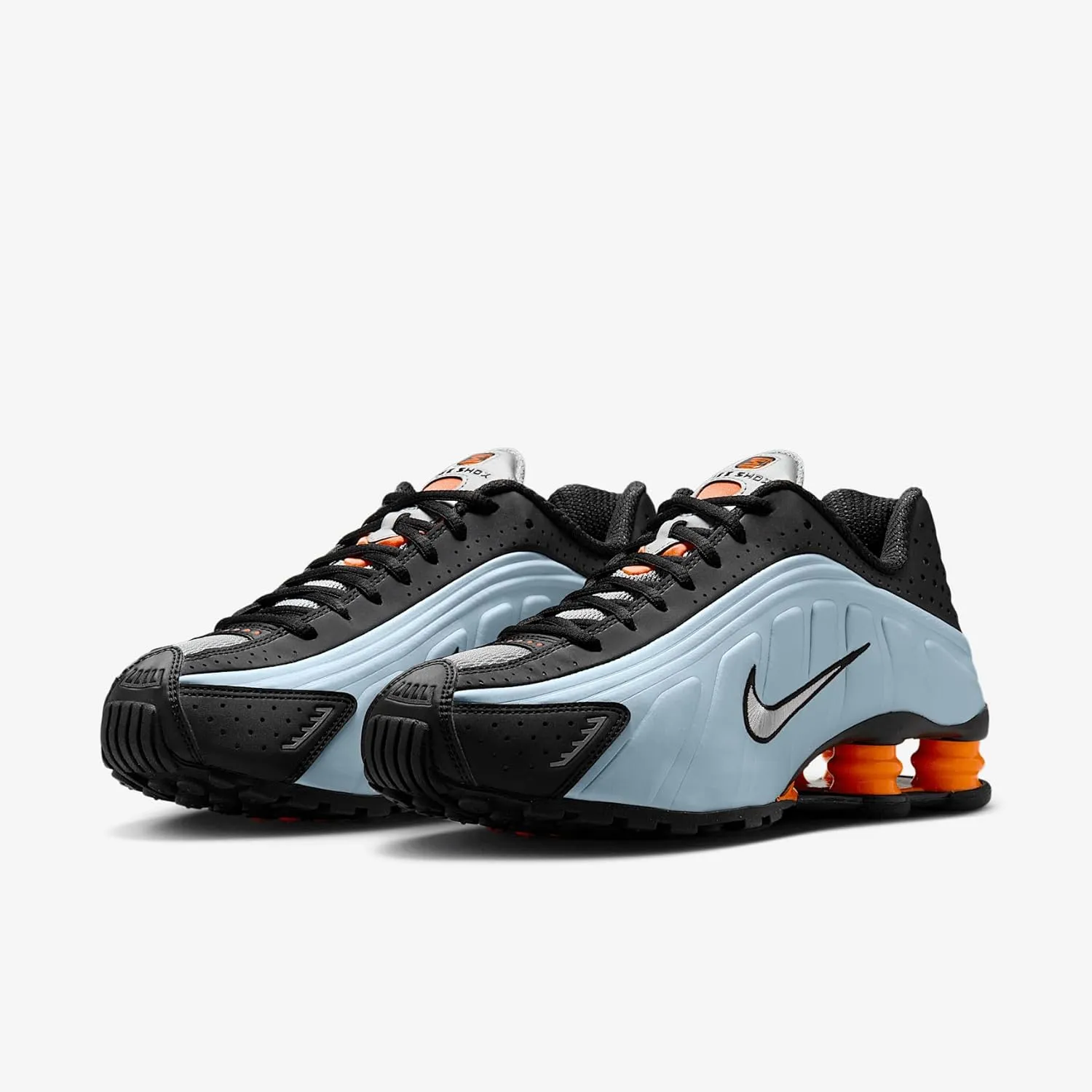 Nike Shox R4 Women's Shoes (AR3565-401, Blue Tint/Total Orange/Black/Metallic Silver)