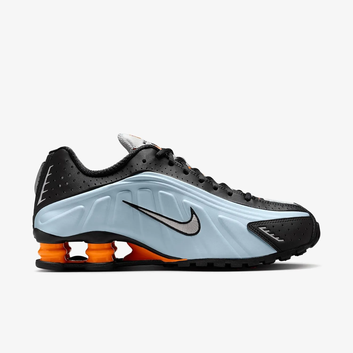 Nike Shox R4 Women's Shoes (AR3565-401, Blue Tint/Total Orange/Black/Metallic Silver)