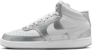 Nike Women's Court Vision Mid Trainers, White metallic silver, 7.5 Women
