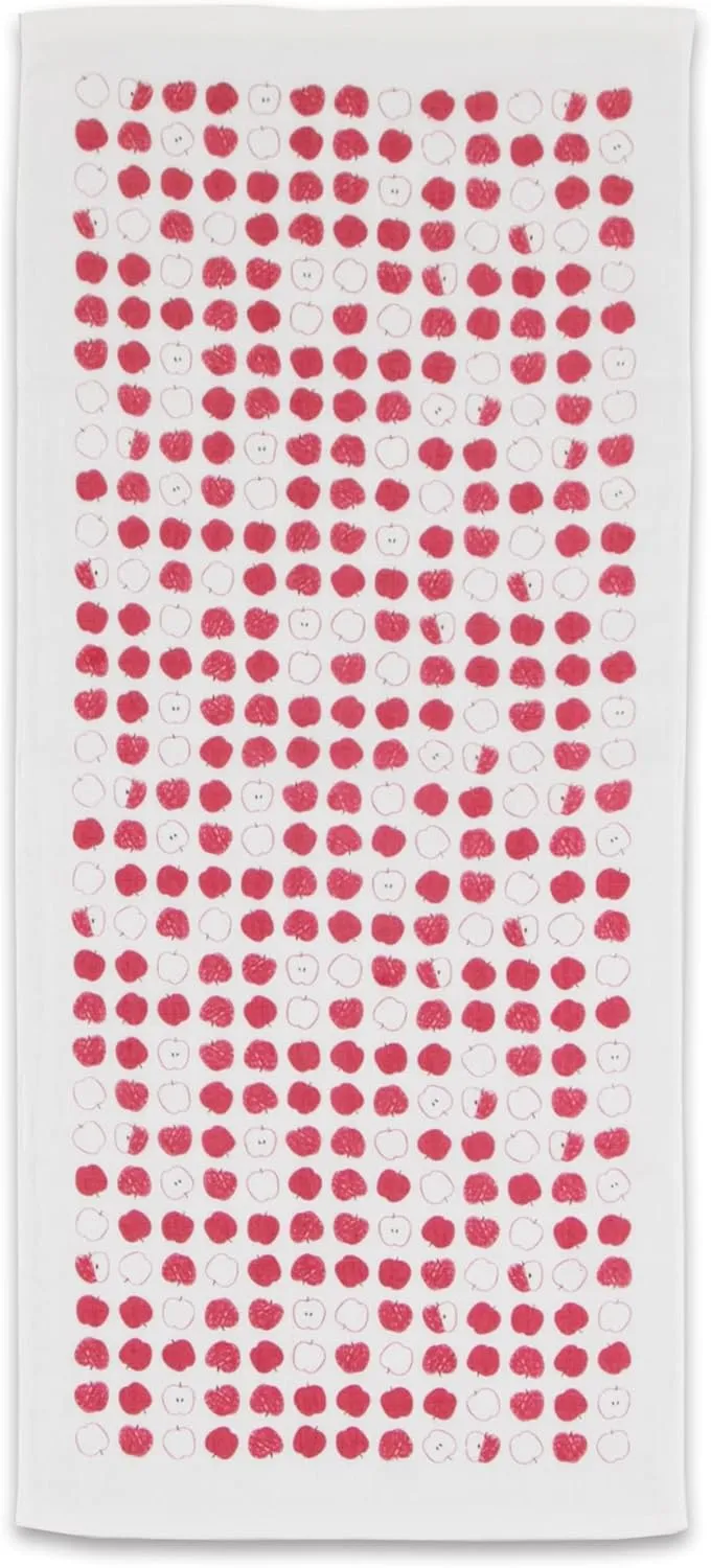 NOREN Japanese Hand Towel (Senshu Osaka Towel - Apple) Cotton Towel/Made in Japan 100% Cotton/Quick Drying Absorbent Ultra Soft Thin/Japanese Pattern