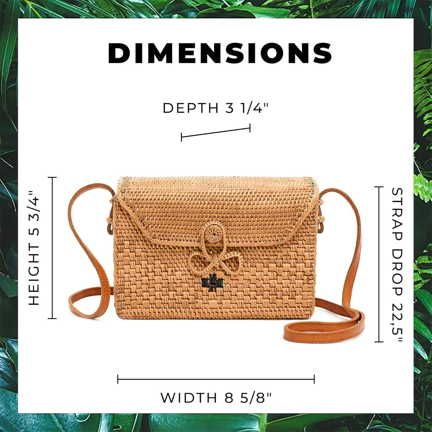Novum Crafts Round Rattan Bag for Women - Handmade Ata Wicker Woven Purse - Circle, Square, Oval Brown Straw Boho Bags